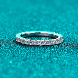 D色全莫桑石戒指女满天星S925纯银镀铂金简约指环日常情侣戒礼物