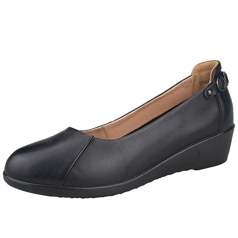 春秋皮鞋新款牛皮圆头浅口女鞋坡跟通勤鞋舒适中跟单鞋妈妈鞋,女鞋,浅口单鞋,淘宝优惠券,粉丝福利购,淘宝优惠卷