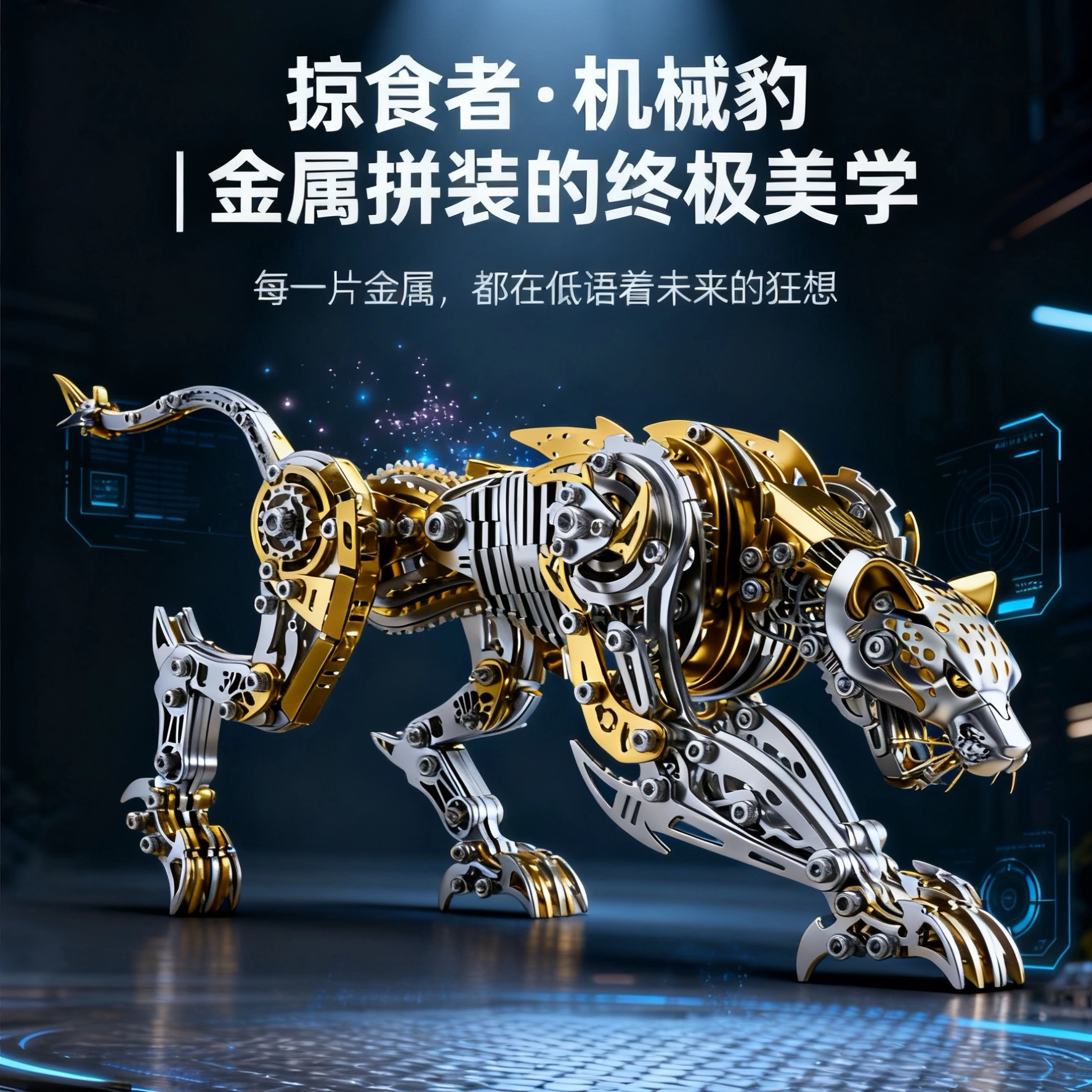 机械猎豹机械手办金属拼装模型图片