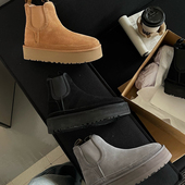 现货 羊毛雪地靴女真皮 新款 桑坡超尖版 牛皮加绒厚底切尔西25冬季