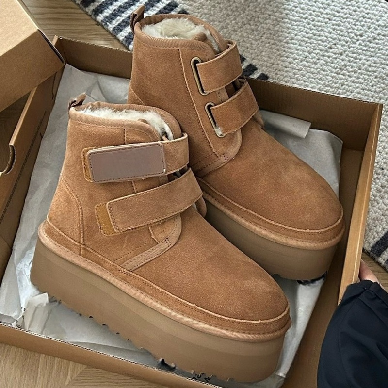 桑坡村高版~2025冬季新款皮毛一体雪地靴女羊毛毛厚底5cm双魔术贴