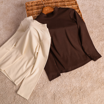 【茧音】儿童秋款天丝羊毛长袖T恤 秋冬季半高领打底衫百搭软糯糯