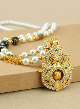 新中式仿珍珠葫芦长款项链