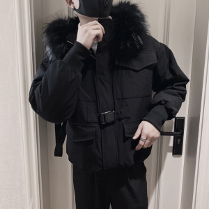 Y86-135 控175-2023新款冬季外套男高级感夹克男连帽潮牌毛领棉服图片