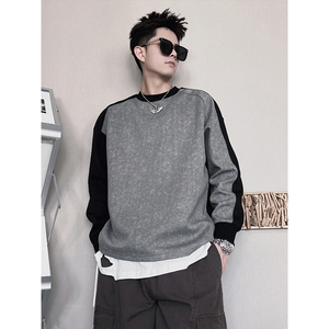 WY273-M-3XL P58-控88 33%聚酯纤维 67%棉扎染不规则拼接微阔卫衣图片