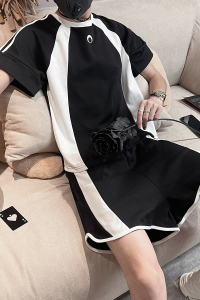TZ52B-P88控138套装男士夏季青少短袖短裤搭配休闲运动t恤