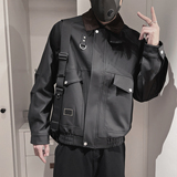 PY05-P128-控168-M-3XL-90%PU皮10%其他拼接绒布翻领皮衣合身版型，男装皮衣，电商A216
