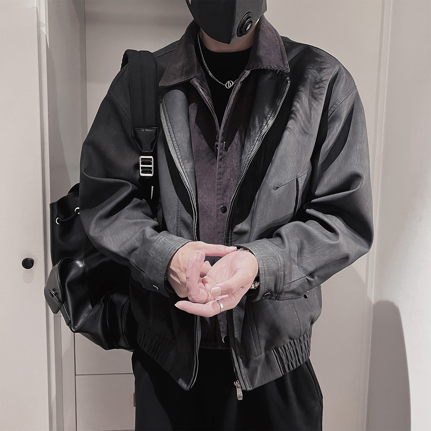 PY06 -P138-控178 M-3XL- 95%PU皮5%其他 假两件皮衣，男装皮衣，电商A216