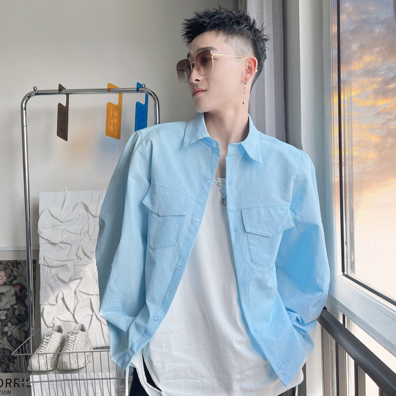 WT01-M-3XL-特P58控78聚酯纤维彩色薄外套膨袖衬衫式小外套,男装衬衫,电商A216