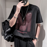 D155-P68-控98-68.8棉24.7聚酯纤维6.5氨纶面积印花反射字面短袖，男装T恤，电商A216