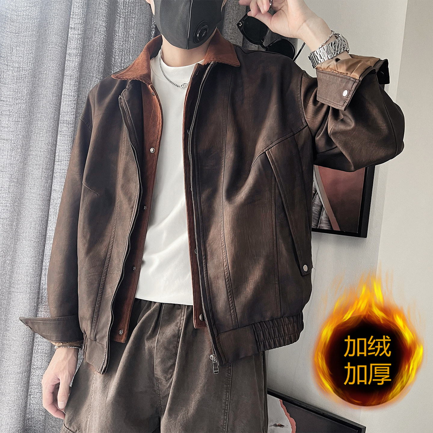 PY06-P138-控178加绒P148-控188M-3XL-95%PU皮5%其他假两件皮衣,男装皮衣,电商A216