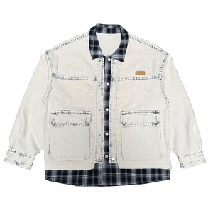 WT72特P138控178M-3XL74%棉19%聚酯纤维7%粘胶水洗棉假两件翻领夹图片