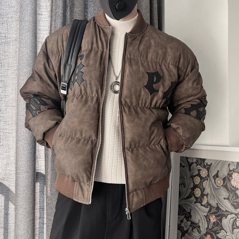 Y82-特P138控178 冬季加厚羽绒棉服棉衣面包服刺绣字母宽松外套图片