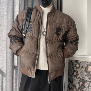 Y82-特P138控178冬季加厚羽绒棉服面包服宽松棉衣刺绣字母外套