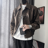 PY01-P178-控23870%PU30%涤纶短款皮衣大门襟分割裁剪结构，男装皮衣，电商A216