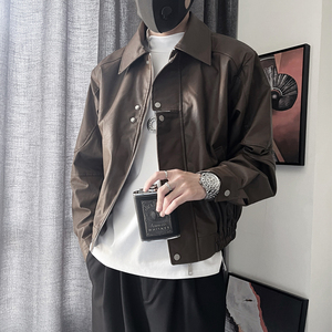 PY01-P178-控238 70%PU 30%涤纶短款皮衣大门襟分割裁剪结构,男装皮衣,电商A216