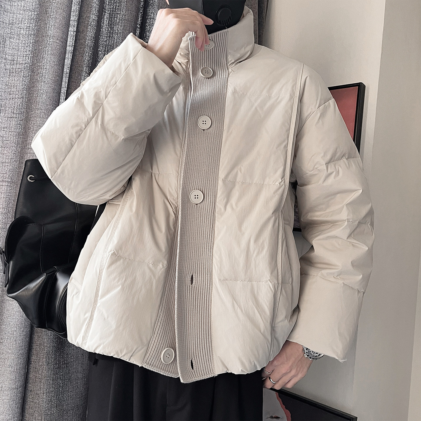 Y116-P248-控328-M-3XL-锦纶50绒200-250克针织门襟羽绒服,男装羽绒服,电商A216