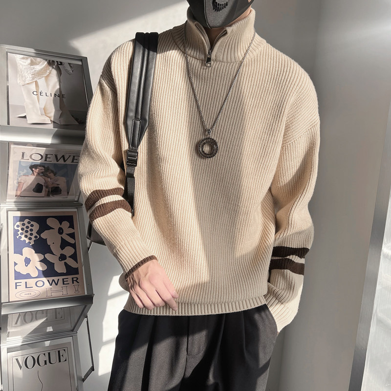 MX173-P98 控138 加厚款半高领男秋冬季潮男纯色复古潮牌重磅毛衣图片