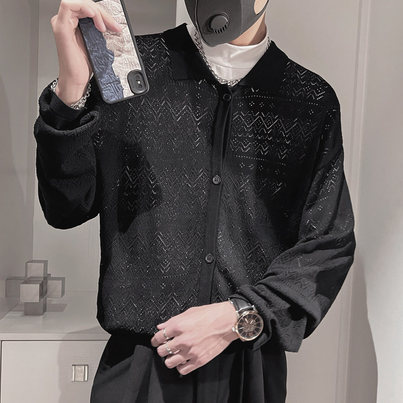 WT19-P78控108秋季男士修身翻领薄款针织外衣社会小伙外套开衫,男装夹克,电商A216