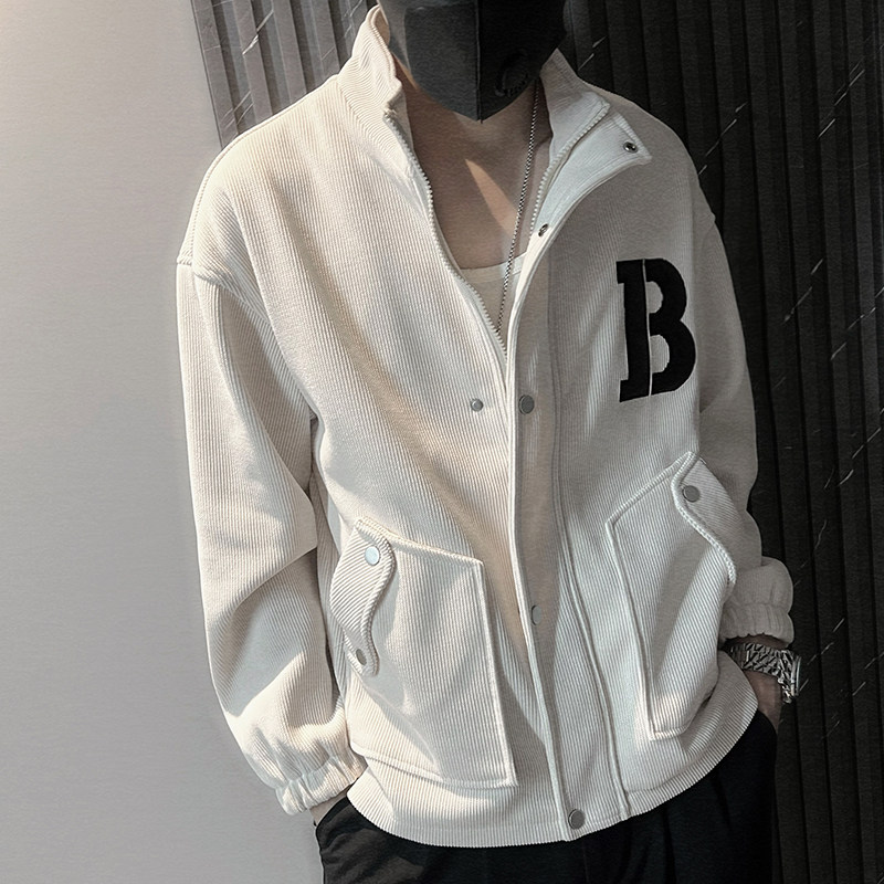 WT28-P98控138秋季新款外套男贴布休闲立领夹克上衣男潮牌外披,男装夹克,电商A216