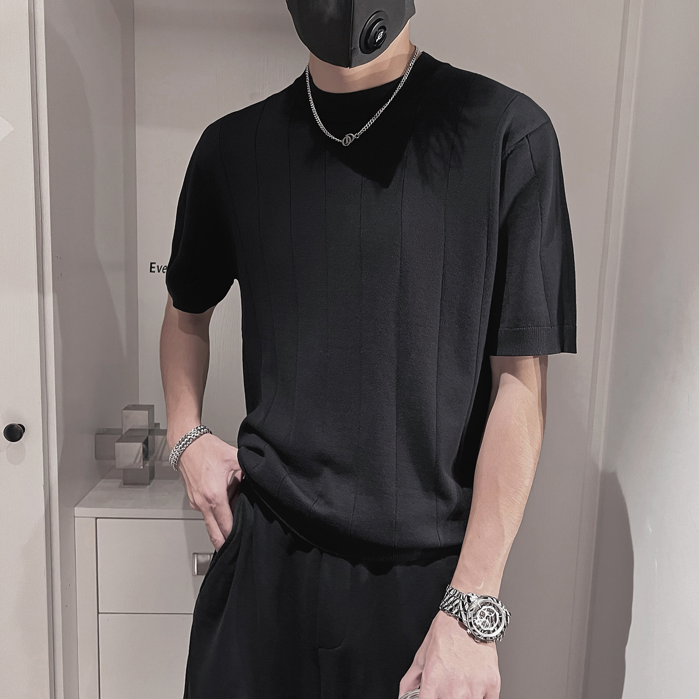 D170-P68-控98M-3XL-82%粘胶纤维18%聚酯纤维针织打底衫，男装T恤，电商A216