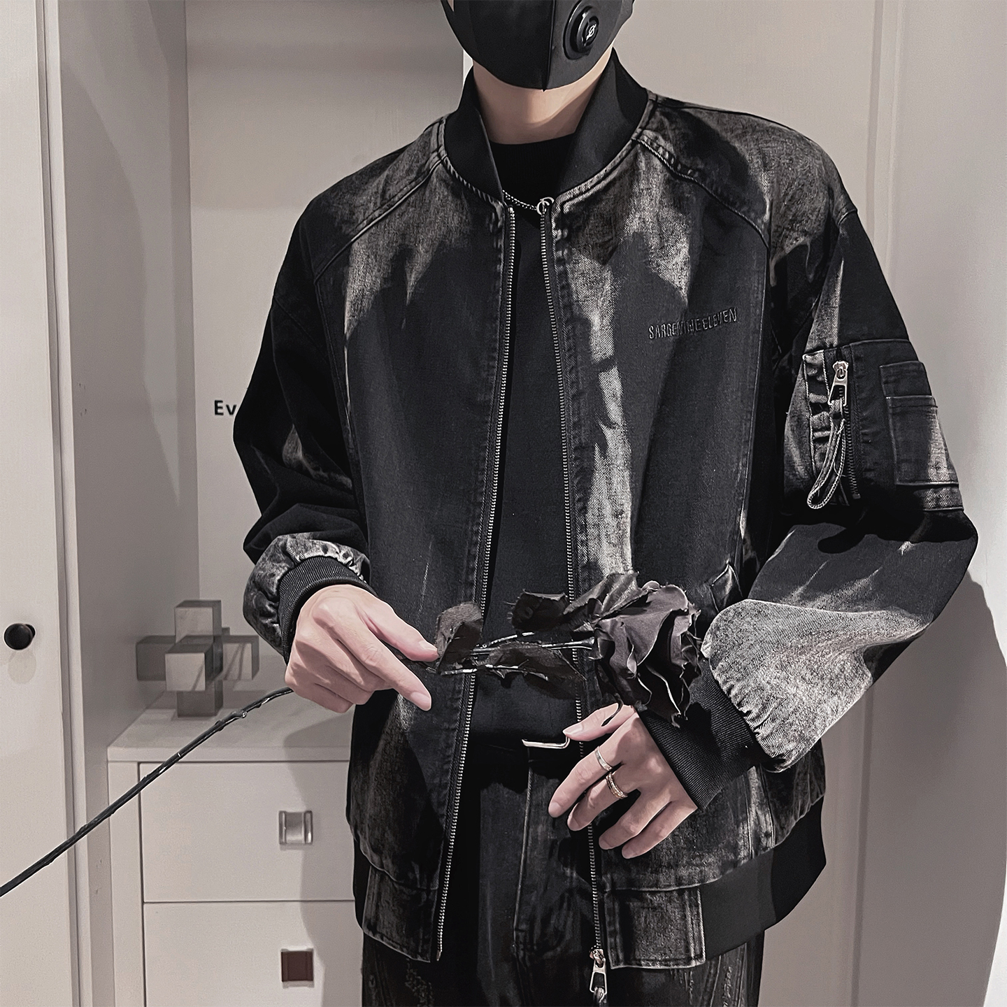 WT89-P128-控168-M-3XL-65%棉35聚酯纤维 扎染牛仔夹克，男装夹克，电商A216