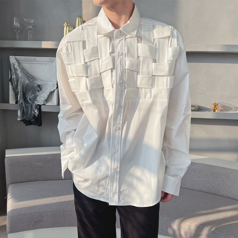 CS18-P68 控98 2023秋季宽松衬衣男长袖休闲痞帅潮男帅气衬衣图片