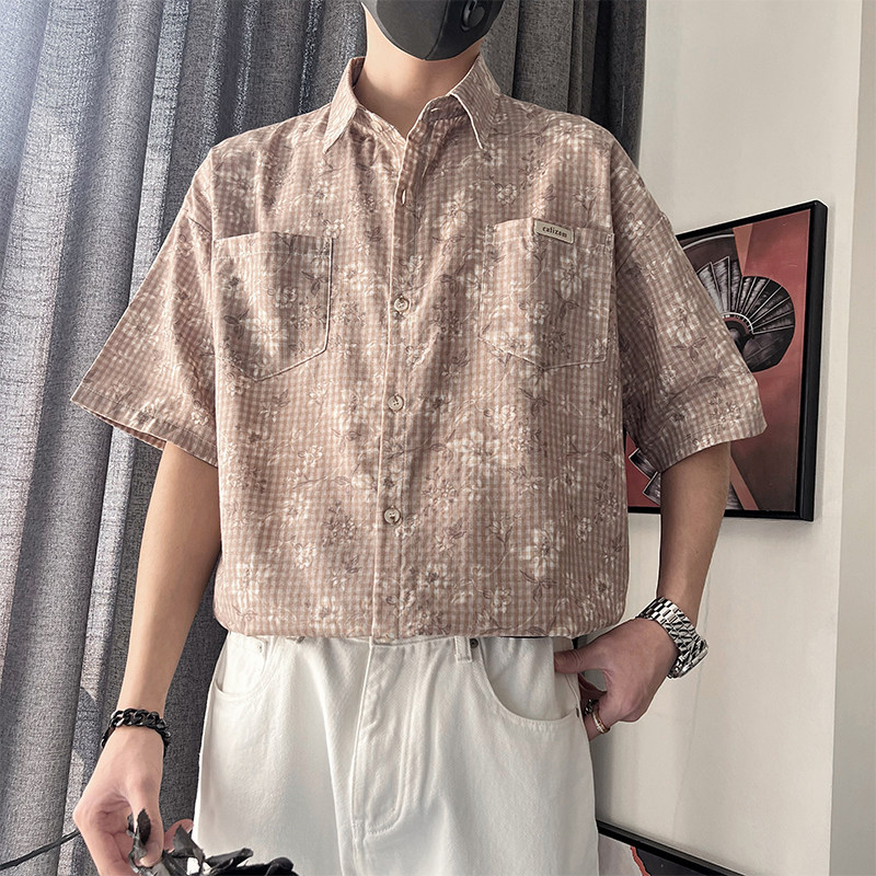 S69-特P58-控78M-3XL聚酯纤维满身花双口袋小方领衬衣微阔版,男装衬衫,电商A216