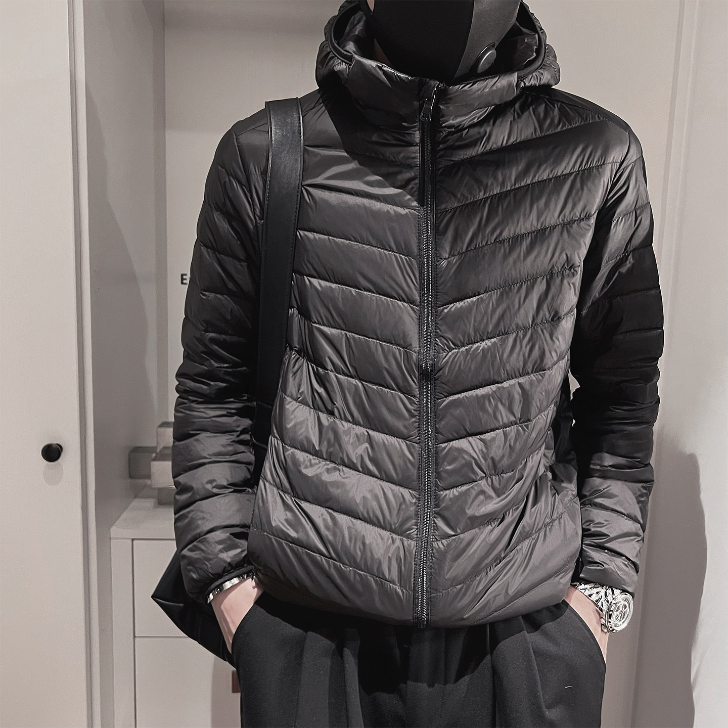 Y118-P128控178-M-3XL-聚酯纤维50绒50-100排骨格连帽羽绒服,男装羽绒服,电商A216