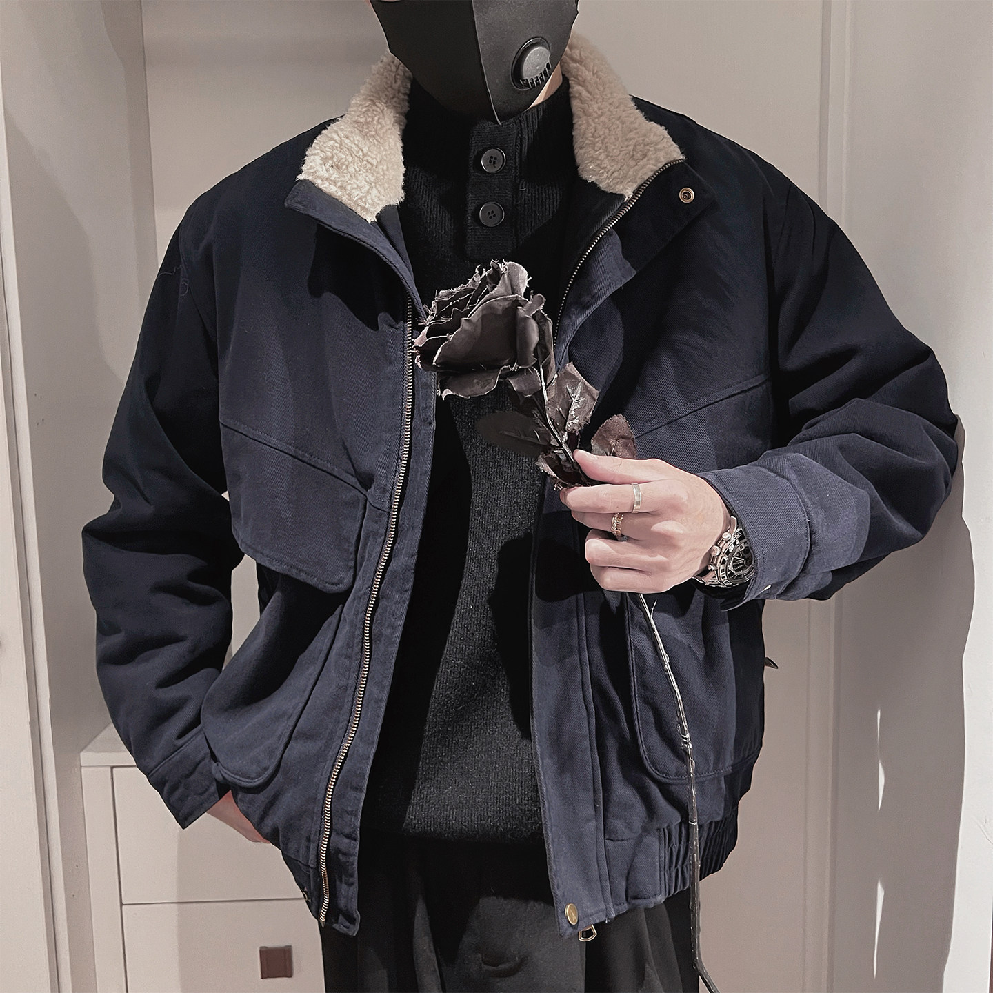 Y108-P178-控238-聚酯纤维毛领洗水棉工装棉衣无头图,男装棉衣,电商A216