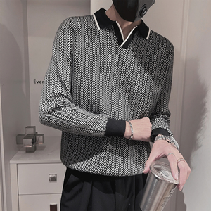 MX236-P68控98M-3XL 50%腈纶28%聚酯纤维22%锦纶翻领老钱风针织衫图片