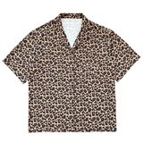 S28-M-3XL-P58聚酯纤维戗驳领豹纹衬衣，男装衬衫，电商A216