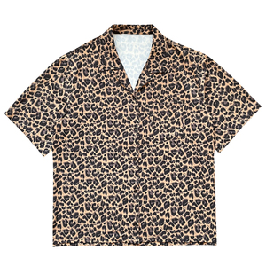 S28-M-3XL-P58 聚酯纤维 戗驳领豹纹衬衣图片