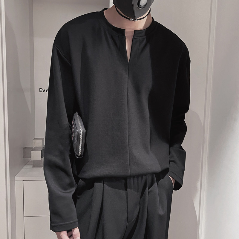 CX19B-P48控68男士秋季社会小伙打底衫欲风亨利领长袖打底,男装卫衣,电商A216
