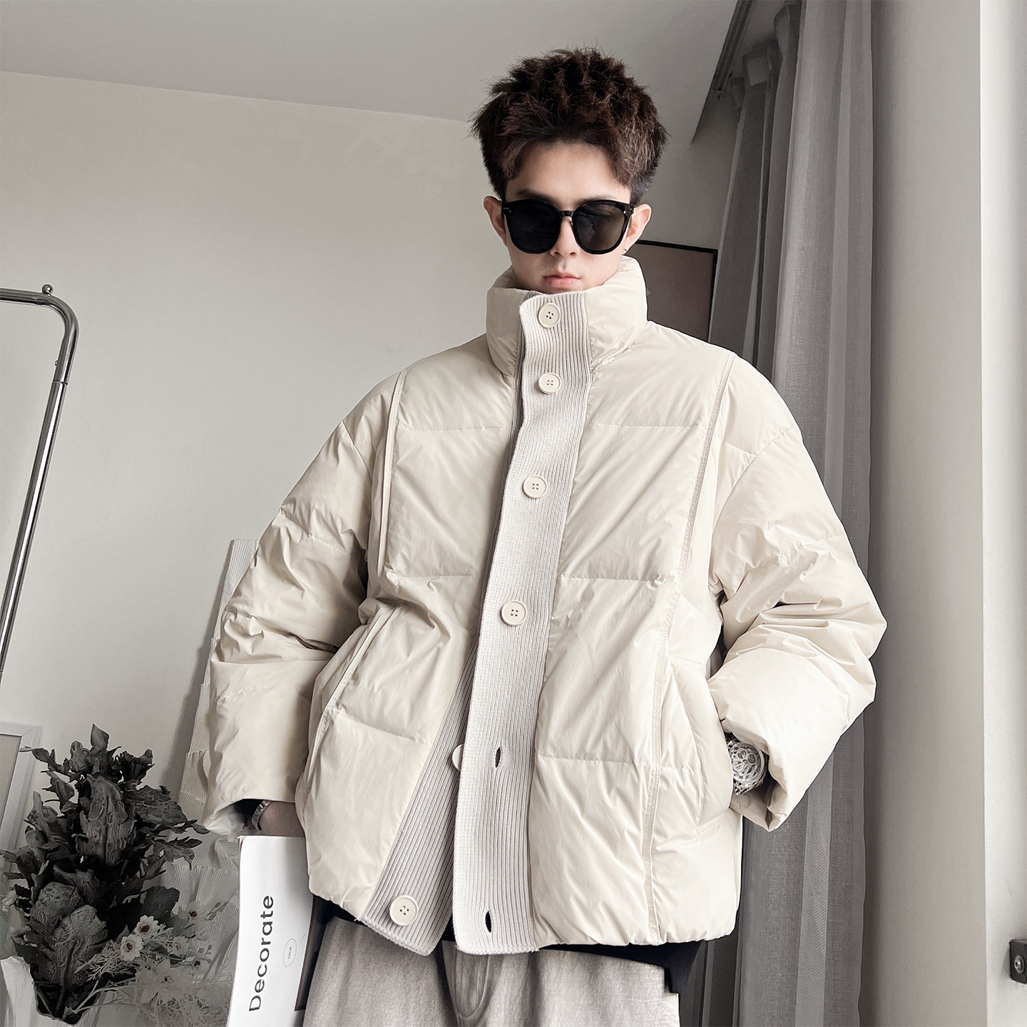 Y130-P248-控M-3XL-锦纶50绒（200-250克）针织门襟羽绒棉服，男装棉衣，电商A216