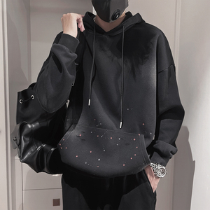 WY297 P78-控108-M-3XL- 75%棉%聚酯纤维 洗水做旧泼墨连帽卫衣图片
