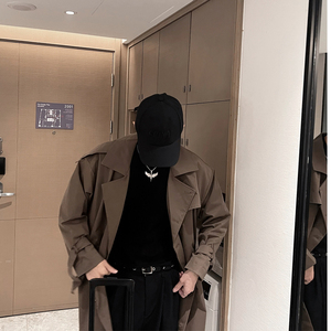 WT37-特P138 2023新款秋冬男士长款风衣帅气休闲大衣高级感外套咖图片