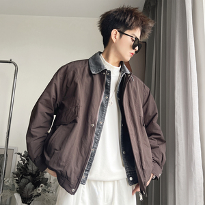Y109B-P198-控265 聚酯纤维假两件拼牛仔薄羽绒服50绒 单件含图片