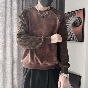 WY268-M-3XL P78-控108腈纶15%尼龙15%涤纶70%插肩拼手袖麻花纹布图片