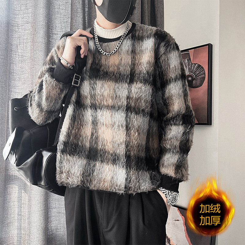 WY253R-特68-控98聚酯纤维马海毛毛衣面料加绒卫衣微阔版型,男装卫衣,电商A216