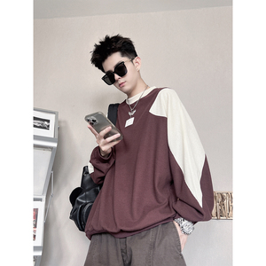 WY279-M-3XL P58-控88   65%棉，35%涤纶 牛角插肩拼接卫衣图片