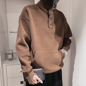 WY179-P78控1082023男秋冬季加厚高领双面摇粒绒外套保暖卫衣咖,男性时尚穿搭休闲夏装图片