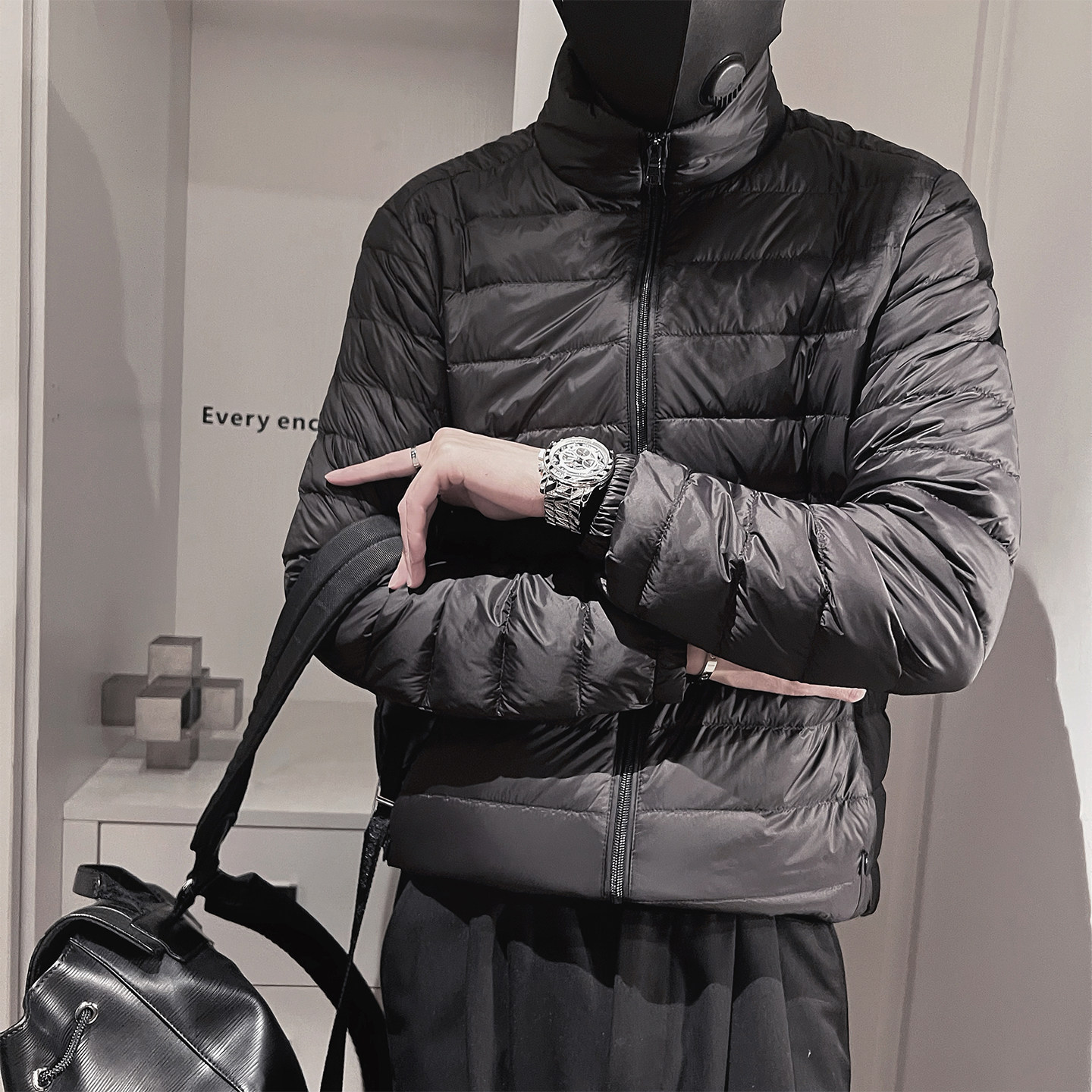 Y115-P128控178-M-3XL-聚酯纤维50绒（50-100）格立领羽绒服,男装羽绒服,电商A216