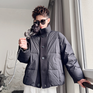 Y130-P248-控M-3XL-锦纶50绒（200-250克）针织门襟羽绒棉服,黑色运动鞋搭配羽绒服图片
