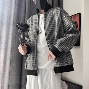 WT77-特108-控148M-3XL 90%涤纶10%氨纶立领格子绒布卫衣面料外套图片