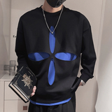 WY126-P68控98秋季休闲圆领套头拼色社会小伙男士休闲宽松卫衣，男装卫衣，电商A216