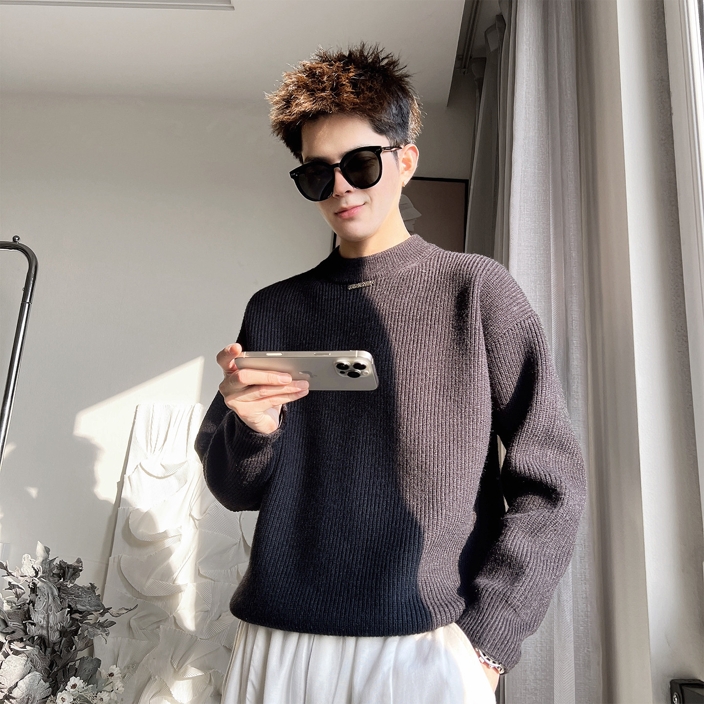 MX310-M-3XL-P88-控125铁标韩式织法毛衣美拉德系列聚酯纤维30.3，男装针织衫/毛衣，电商A216