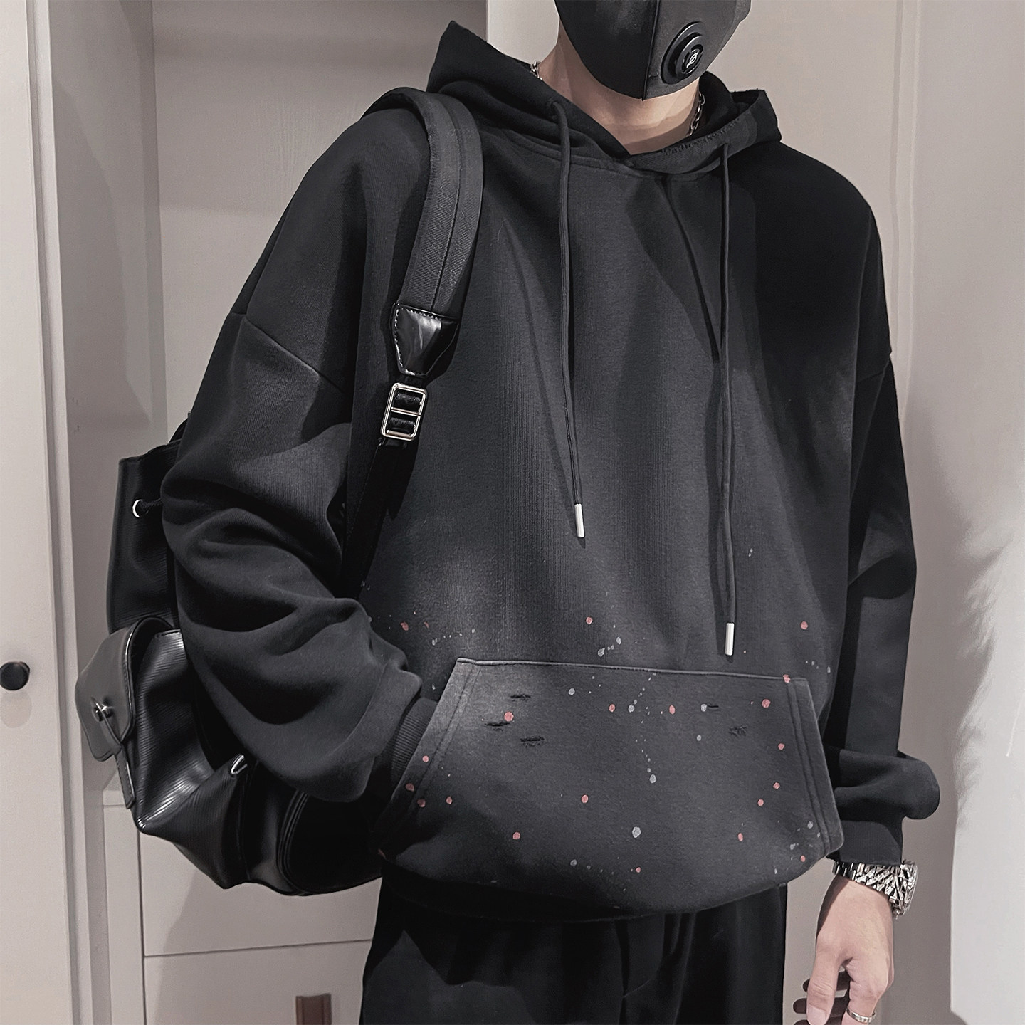 WY297 P78-控108-M-3XL- 75%棉%聚酯纤维 洗水做旧泼墨连帽卫衣图片