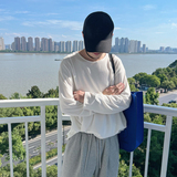 CX21-P58控78秋季新款打底衫款宽松纯棉社会小伙圆领体恤秋衣T，男装T恤，电商A216