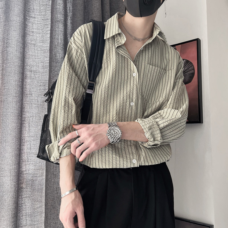 CS55-P78-控118-M-2XL40%棉10%人棉50%涤双线条纹薄面料长袖衬衣,男装衬衫,电商A216